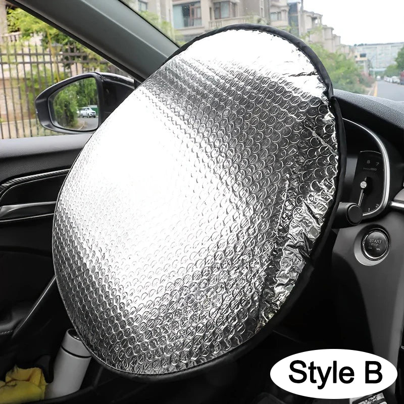 Steering Wheel Sun Shade Cover - Foldable UV Protection